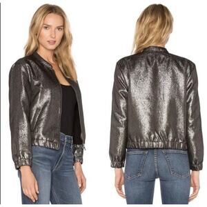 Rosie HW x PAIGE Kimi Bomber Jacket Gray Metallic Size Medium